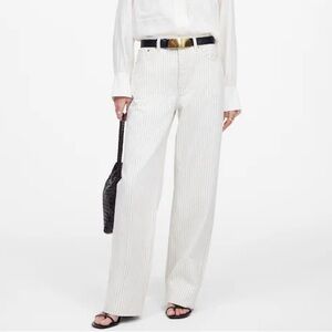 Madewell White Striped Low Slung Baggy Jeans